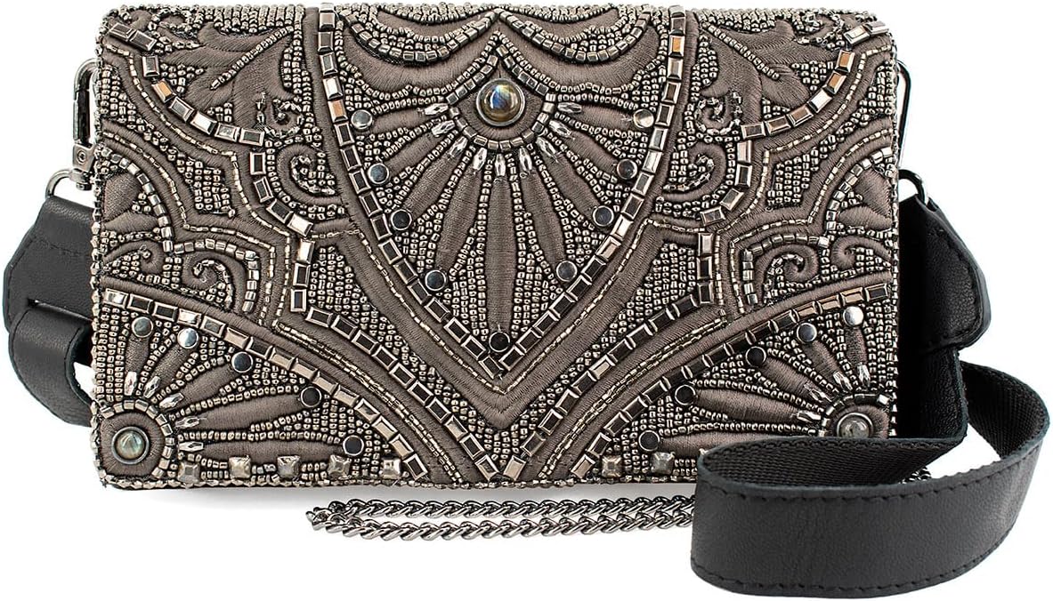 Mary Frances Precious Metal Beaded Waist Belt Bag Crossbody Handbag Clutch Festival Evening Purse, Multicolor