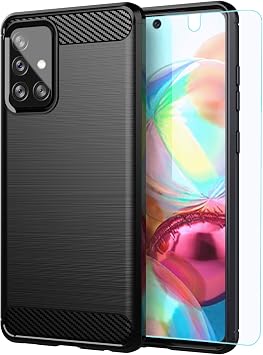 Samsung A72 ケース、Galaxy A72 ケース、HDスクリーンプロテクター付き、M MAIKEZI ソフトTPUスリムファッションノンスリップ保護電話ケースカバー Samsung Galaxy A72 5G用 ブラックつや消しTPU