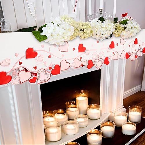 Miniatura 4 de Simhomsen Bufanda bordada con diseño de corazón y mantel (70 x 17 pulgadas)