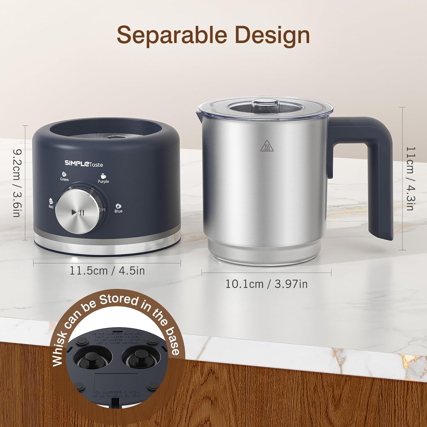 SIMPLETASTE Milk Frother, 4 in 1 Electric Milk Steamer, 16.91oz/500ml Automatic Warm and Cold Foam Frother for Coffee, Latte, Macchiato, Cappuccino, Hot Chocolate, Easy to Clean - Image 7