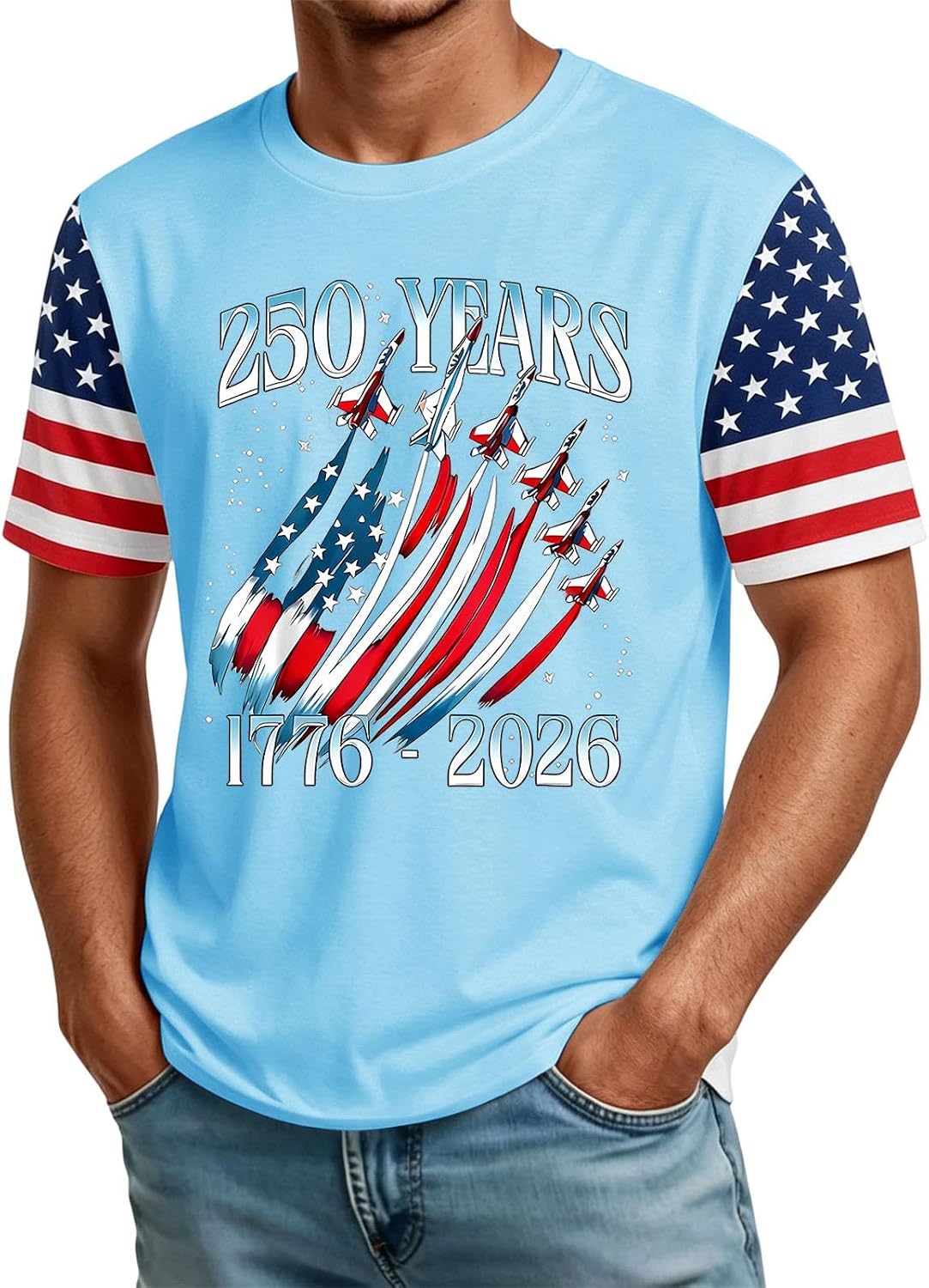 RTRDE Men's 4th of July Shirts Short Sleeve 250 Years Celebration Patriotic Pride Tshirt, S-4XL