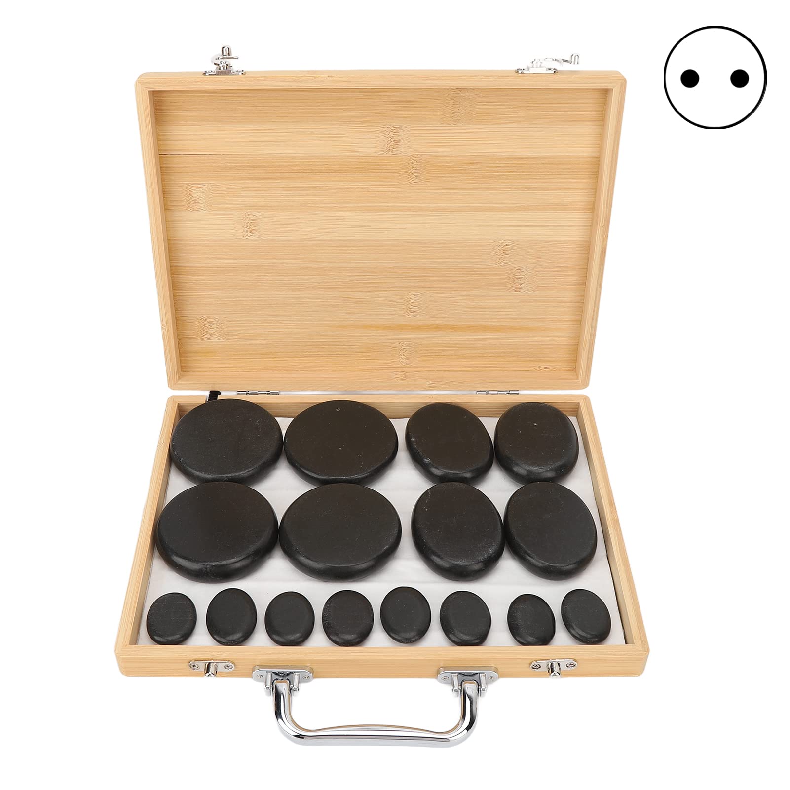 Juego de Masaje con Piedras Calientes, 16 Piezas de Piedras Calientes de Basalto con Kit de Calentador, Piedras de Masaje y Calentador para Spa, Relajación, Curación