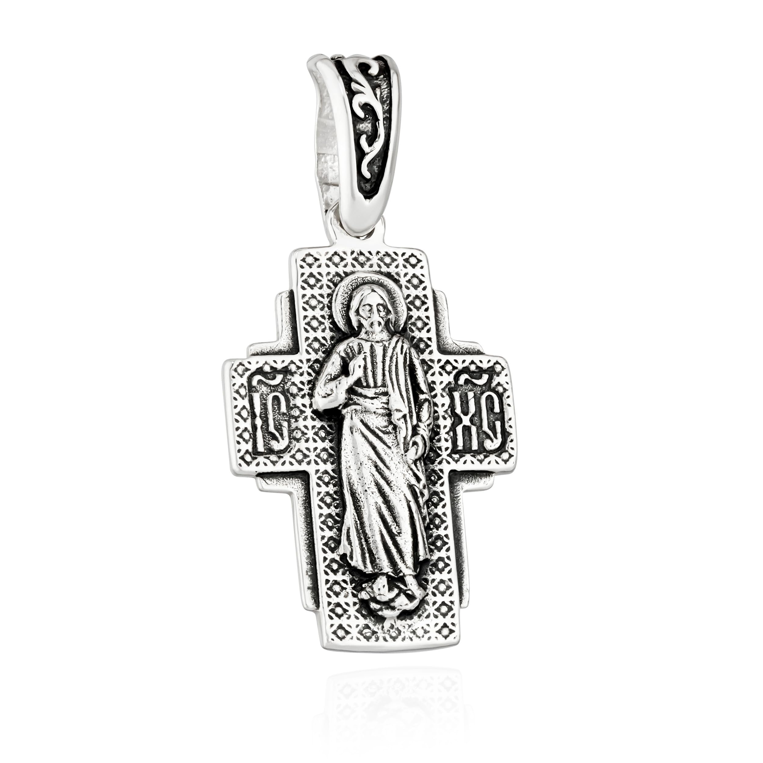 NKlaus Szczegółowa zawieszka do łańcuszka ze srebra próby 925 Jezus Chrystus & Psalm 90 24 mm x 17,7 mm 15552, Srebro
