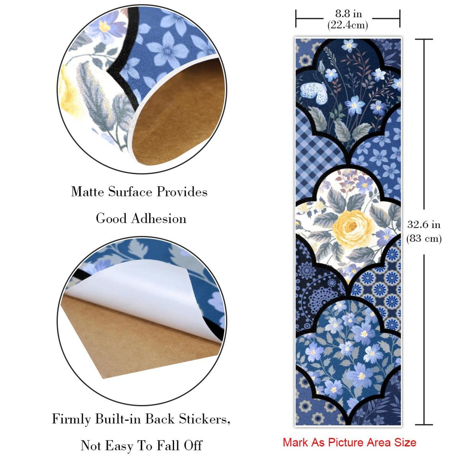 Lot de 2 feuilles de papier abrasif pour skateboard Motif floral Bleu