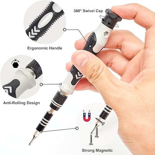 Miniatura 3 de STREBITO Juego de destornilladores de precisión de 124 piezas con 101 puntas magnéticas para computadora, laptop, teléfono celular, PC, MacBook
