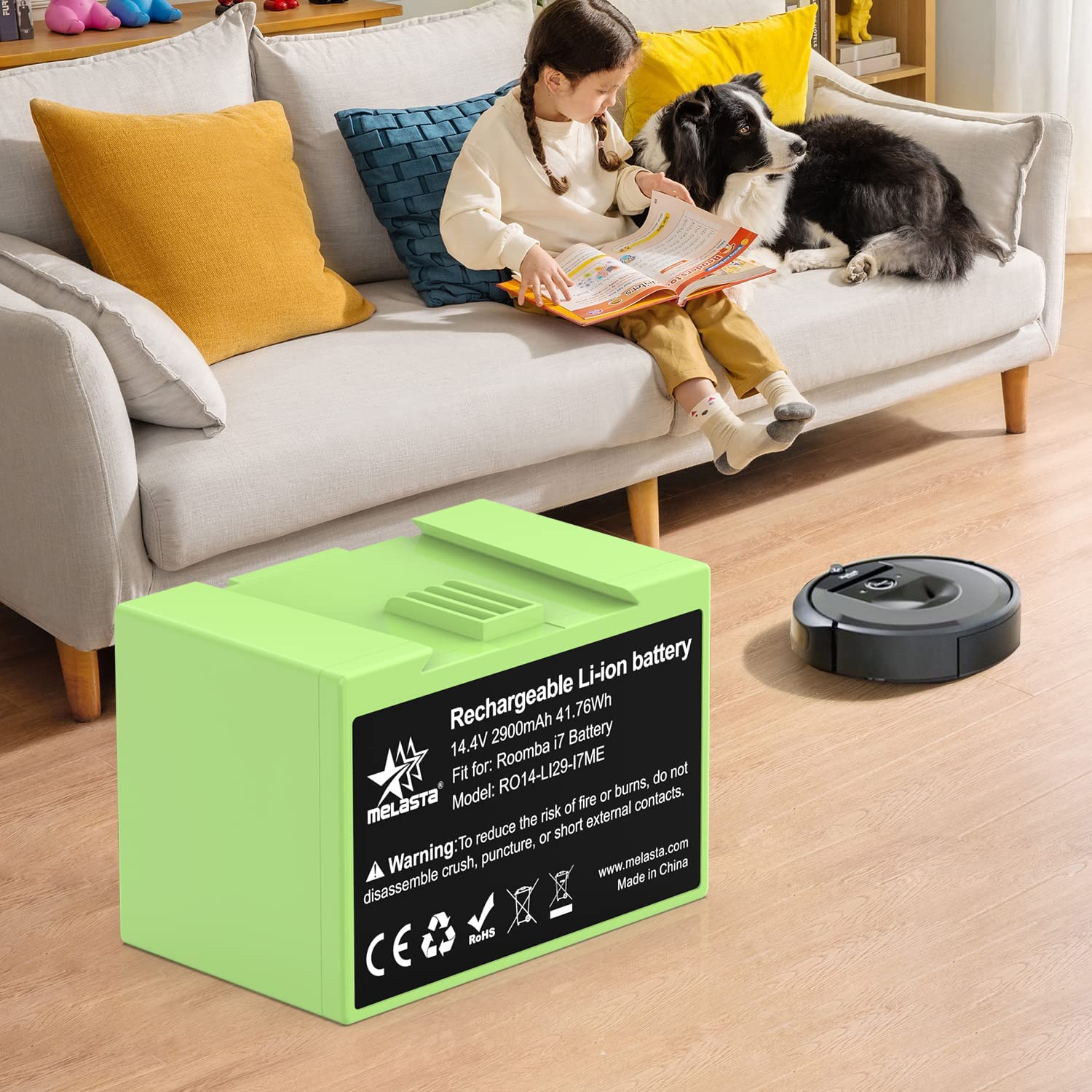 melasta ABL-D1 14,4V 2900mAh Capacità Reale Li-ion Batteria di Ricambio per iRobot Roomba i8/i8+ i7/i7+ i4/i4+ i3/i3+ e5 e6 4624864 7150 7550 i7158 i7550 i755020 Batteria di Ricambio