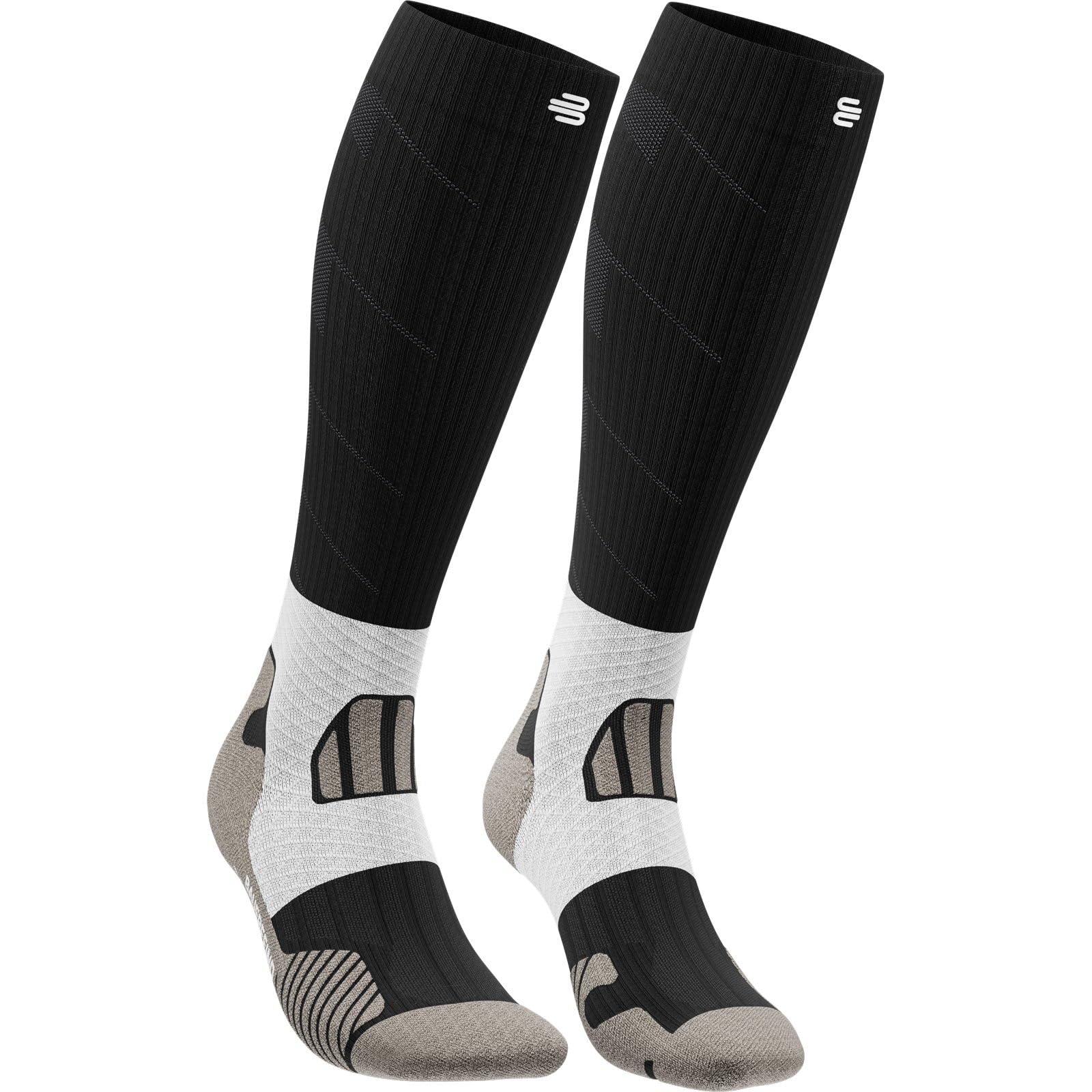 BAUERFEIND Chaussettes de trail running « Trail Run Compression Socks », chaussettes de sport pour homme avec compression, stabilité au niveau de la cheville, 1 paire, noir/carbone, 44