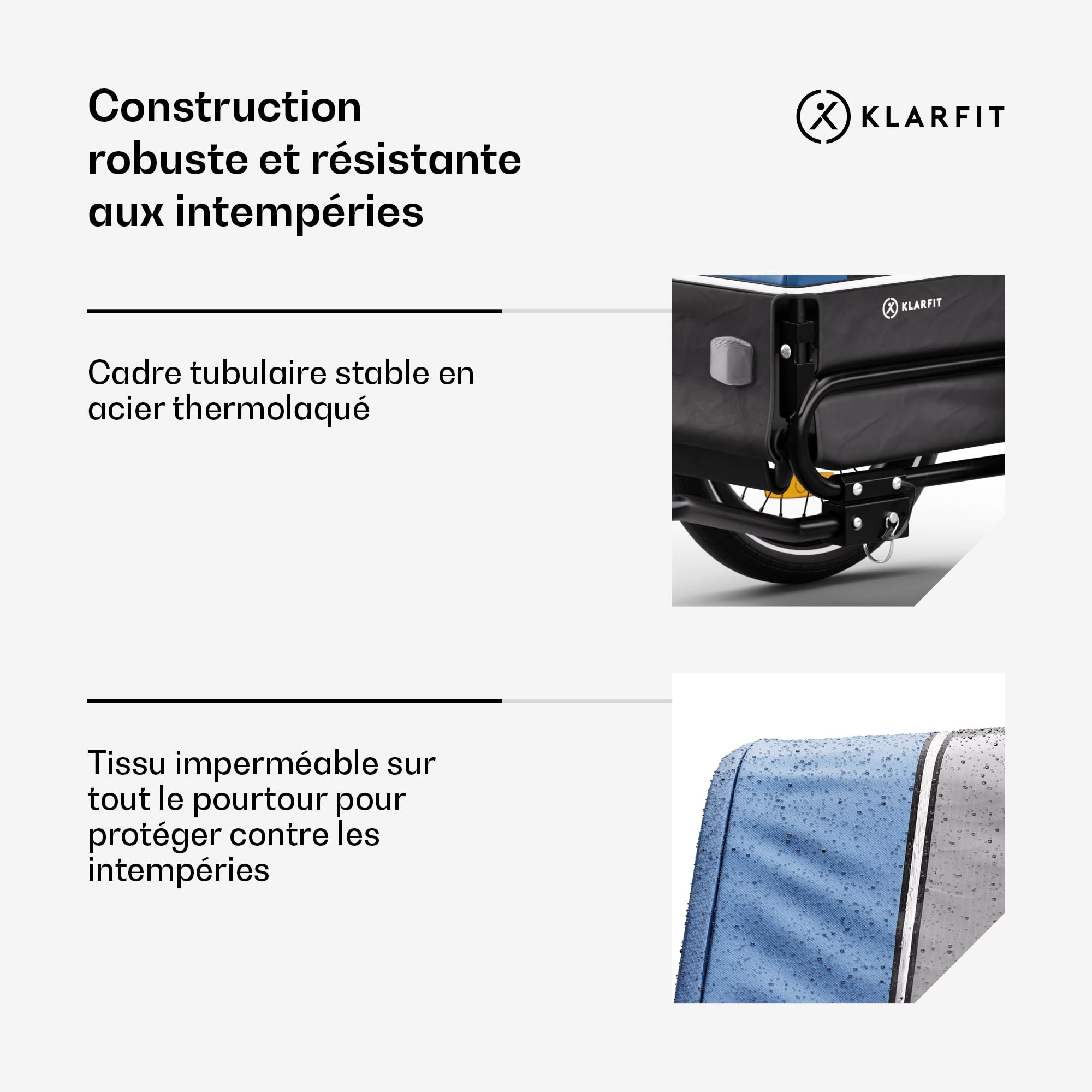 Klarfit remorque de vélo Hybride Maison/Cargo très spacieuse 334 L, Construction Solide en Acier avec réflecteurs intégrés - idéale pour Transporter Votre Chien à vélo