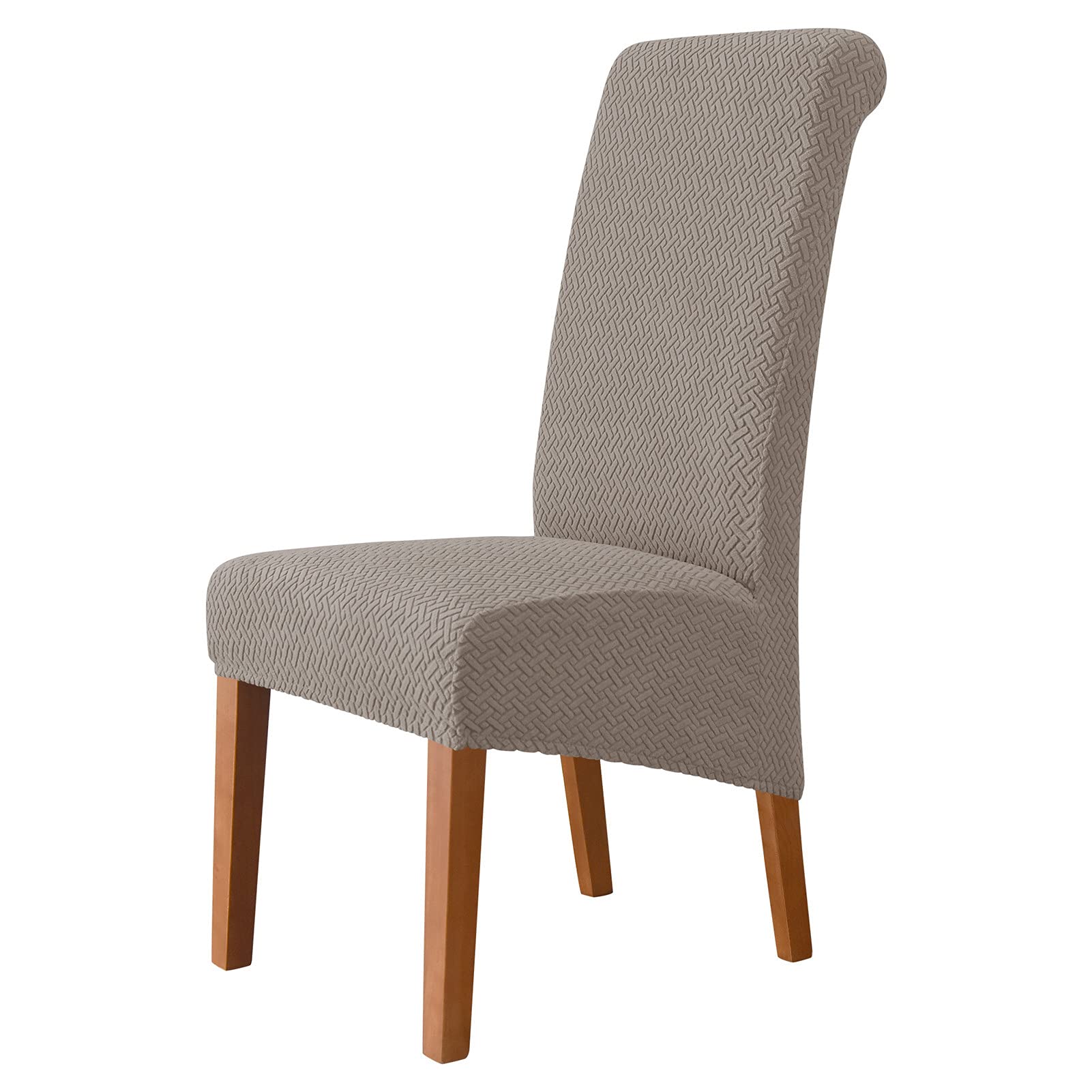 Housse de chaise à dossier haut kaki extensible | Lot de 4 housses amovibles pour salle à manger