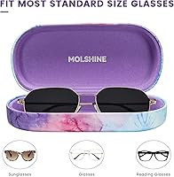 Vista 63 de molshine Estuche rígido de cuero para lentes de sol, funda clásica para gafas grandes para mujeres y hombres,Gafas de sol
