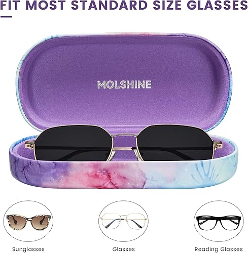 Miniatura 63 de molshine Estuche rígido de cuero para lentes de sol, funda clásica para gafas grandes para mujeres y hombres,Gafas de sol