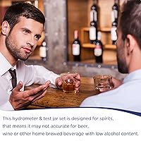 Vista 5 de Kit de prueba de medidor de alcohol de hidrómetro de 0-200, hidrómetro digital de alcohol con 1 cilindro de vidrio, 1 cepillo y 2 esclusas de aire