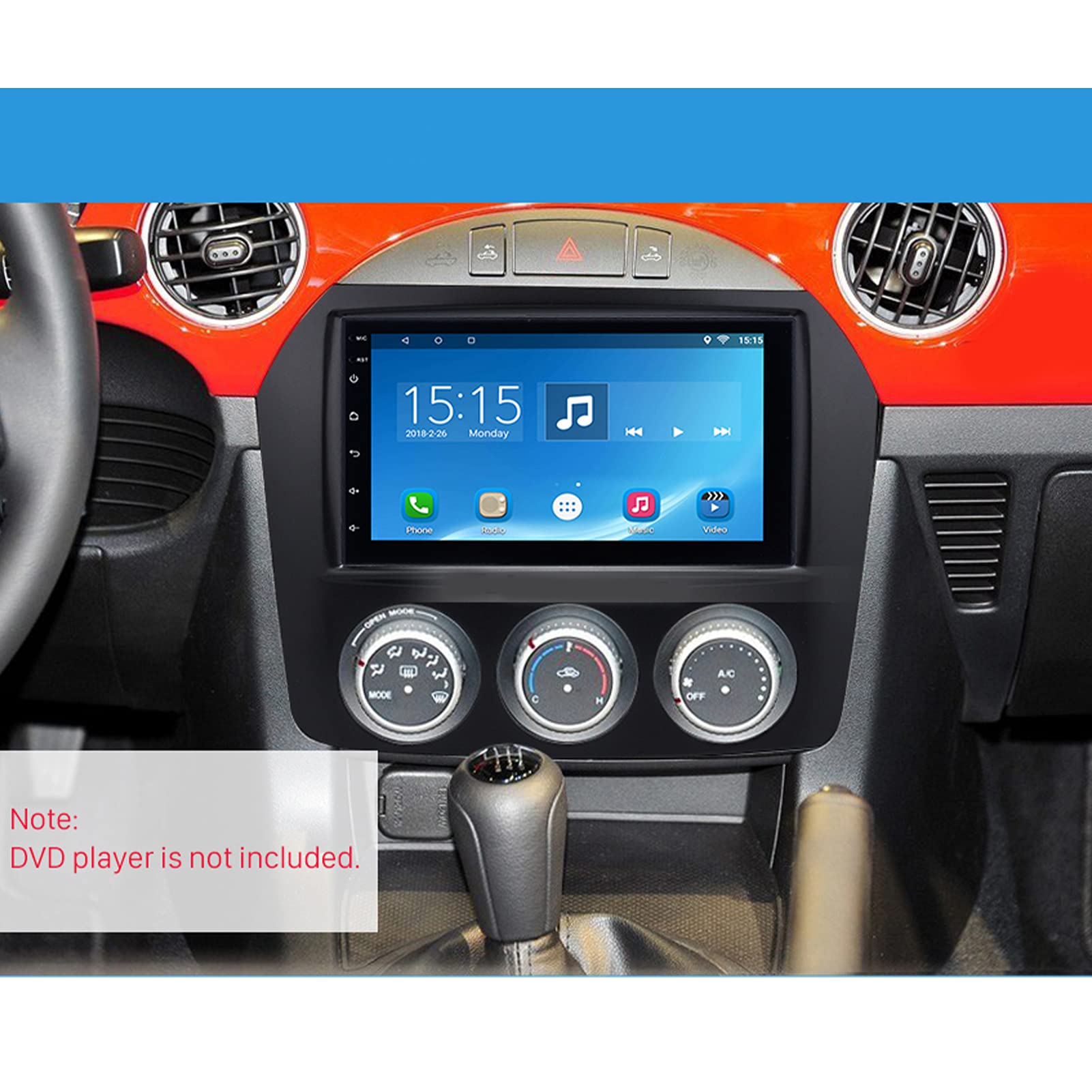 Kit de Tableau de Bord Radio Double DIN, Remplacement de Garniture de Panneau de Tableau de Bord Radio Stéréo 2Din pour MX-5 Miata 2005-2015