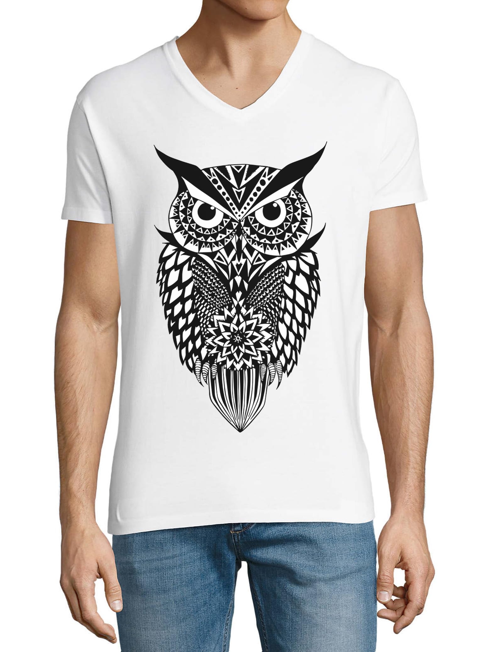 T-shirt col en V coton homme blanc XXL coupe ample anti transpirant