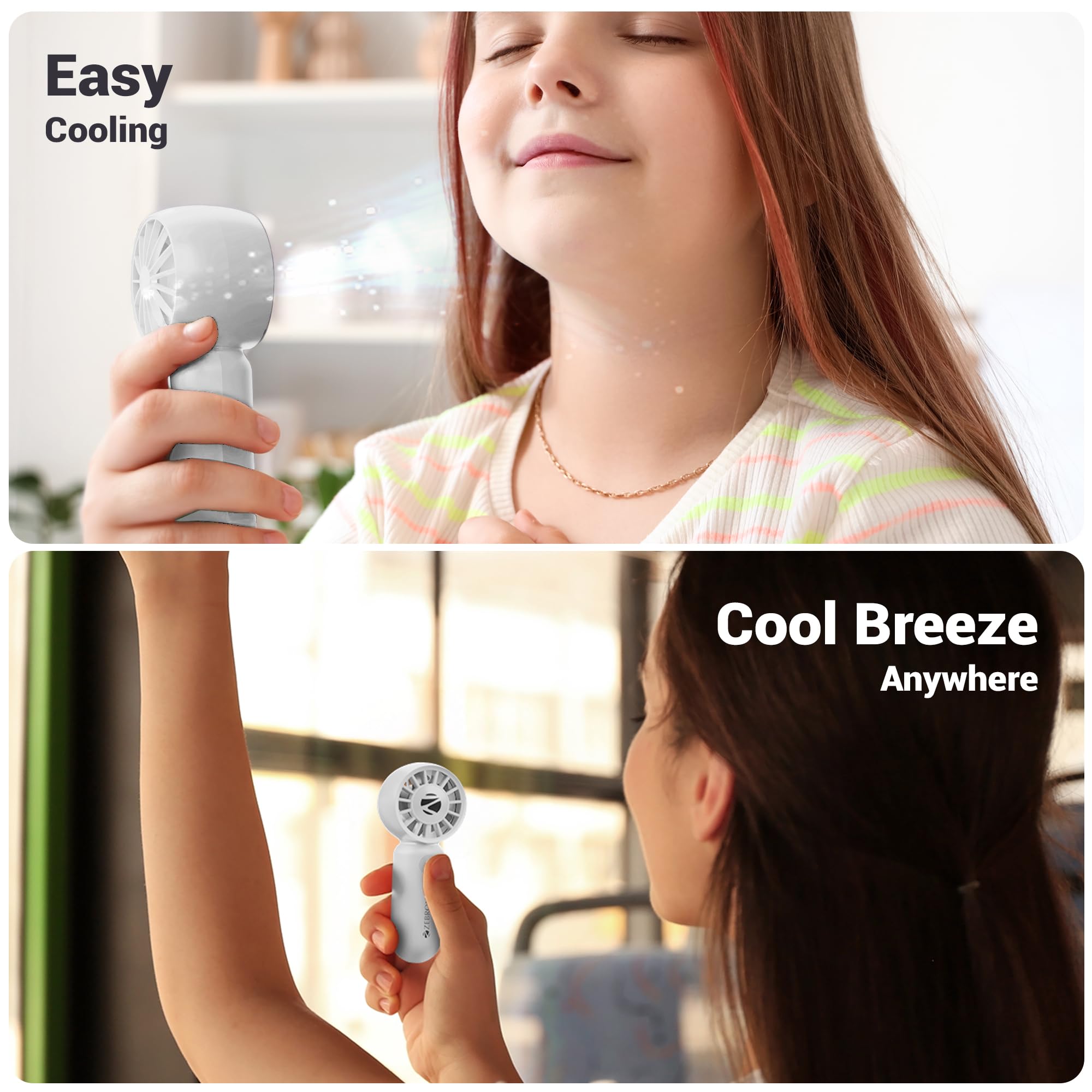 ZEBRONICS Heat Buster 100, Mini Portable Hand Fan, 10500 RPM, 3 Speed Modes with Brushless Motor, Upto 5.4m/s Airflow, Type C Charging, for Travel, Makeup, Office, Home (White) — Amazon image 5