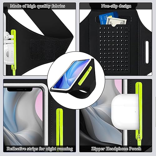 Miniatura 5 de Brazalete para teléfono para correr, soporte para teléfono deportivo con correa ajustable para el brazo, pantalla táctil, bolsillo con cremallera,