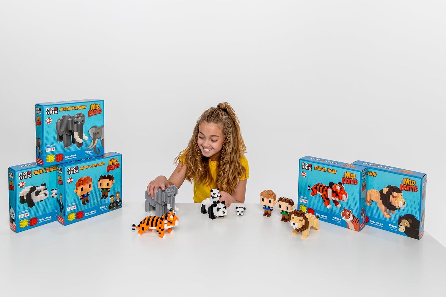 Pix Brix - Pixel Art Kit - Bengal Tiger, 450 Pieces - Patented Slide + Stack Pixel Puzzle Building Bricks, Build & Collect Animals - Stem Toys, Ages 6 Plus