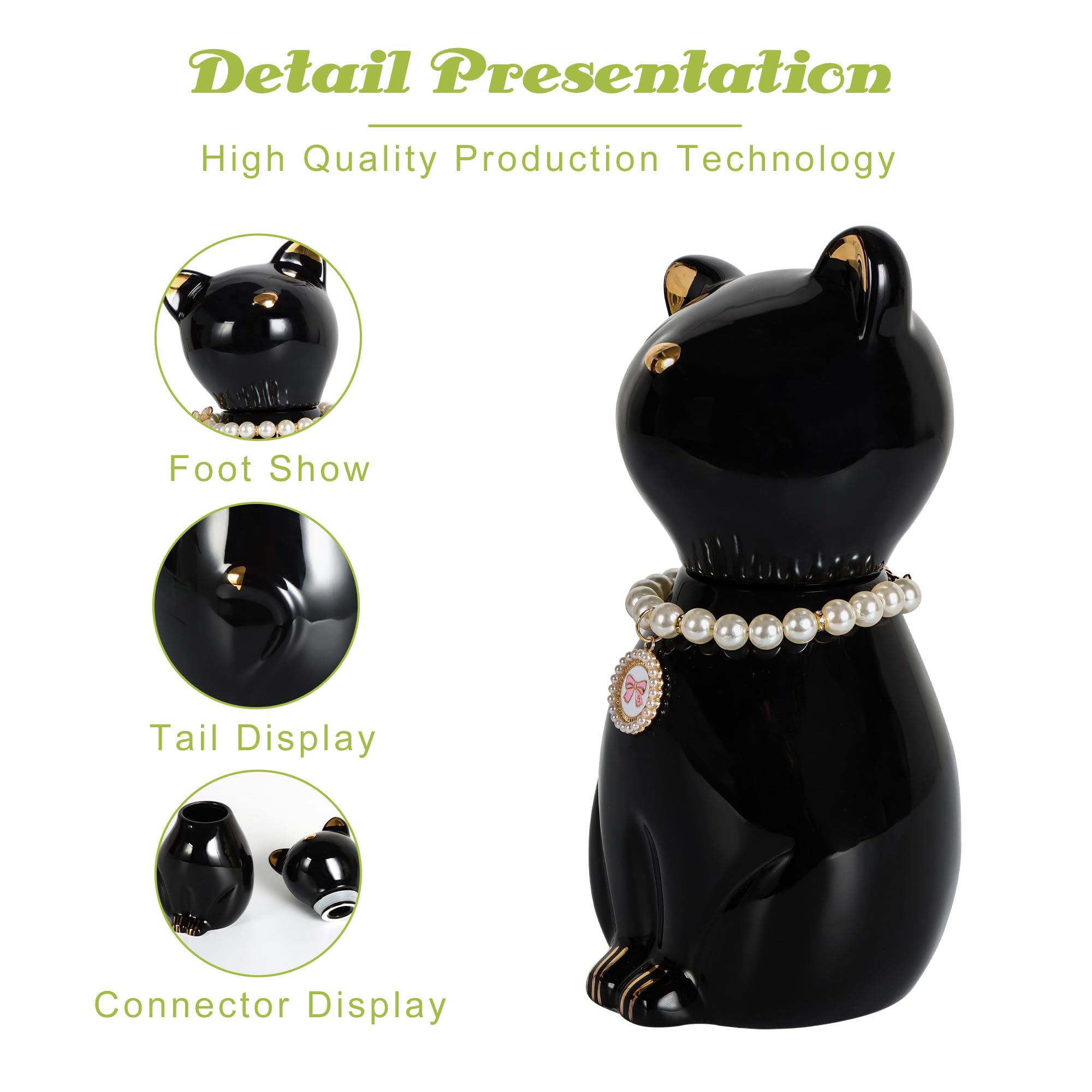 Urna para gatos para cenizas, urnas para gatos, urnas para cenizas, cenizas de gato negro, urnas para gatos con collar de gato (8 kg)