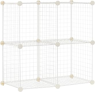 Amazon Basics 4 Cube Wire Storage Shelves, White, 37 cm D x 77 cm W x 77 cm H