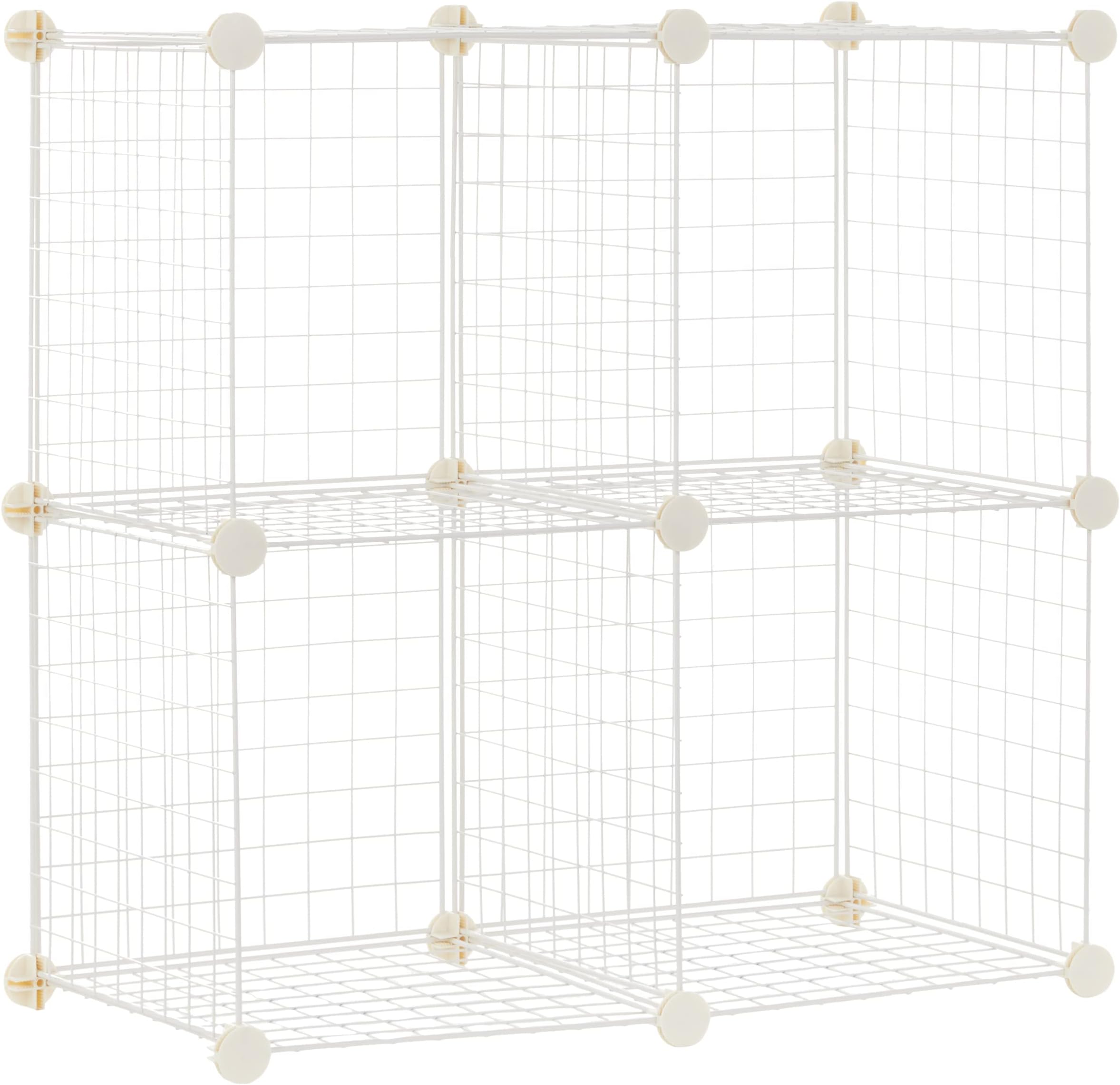 Amazon Basics 4 Cube Wire Storage Shelves, White, 37 cm D x 77 cm W x 77 cm H
