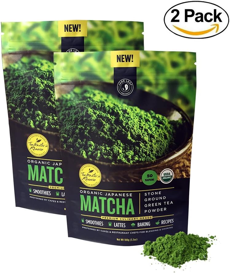 Jade Leaf Organics Matcha Green Tea Powder - Premium Culinary Grade - USDA Organic - Japanese Origin, 2 Piece (2 x 100 gram bags)