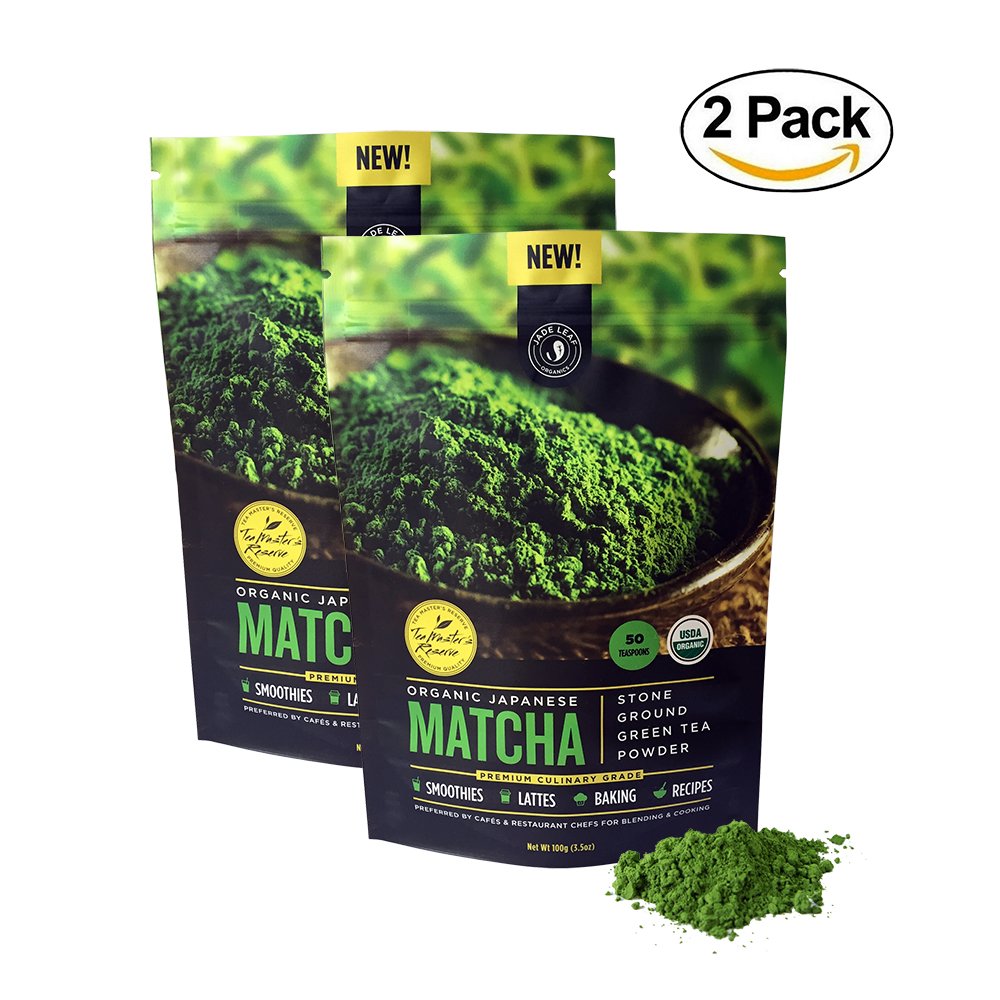 Jade Leaf Organics Matcha Green Tea Powder - Premium Culinary Grade - USDA Organic - Japanese Origin, 2 Piece (2 x 100 gram bags)