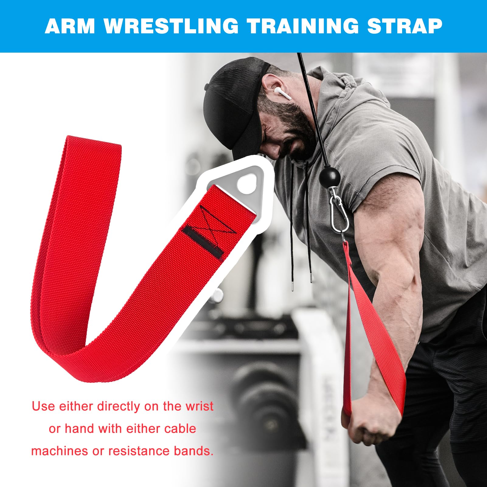 Cintura per allenamento braccio e wrestling, per avambraccio, attrezzatura per esercizi di rafforzamento del braccio e del polso, per esercizi di allenamento con pesi liberi