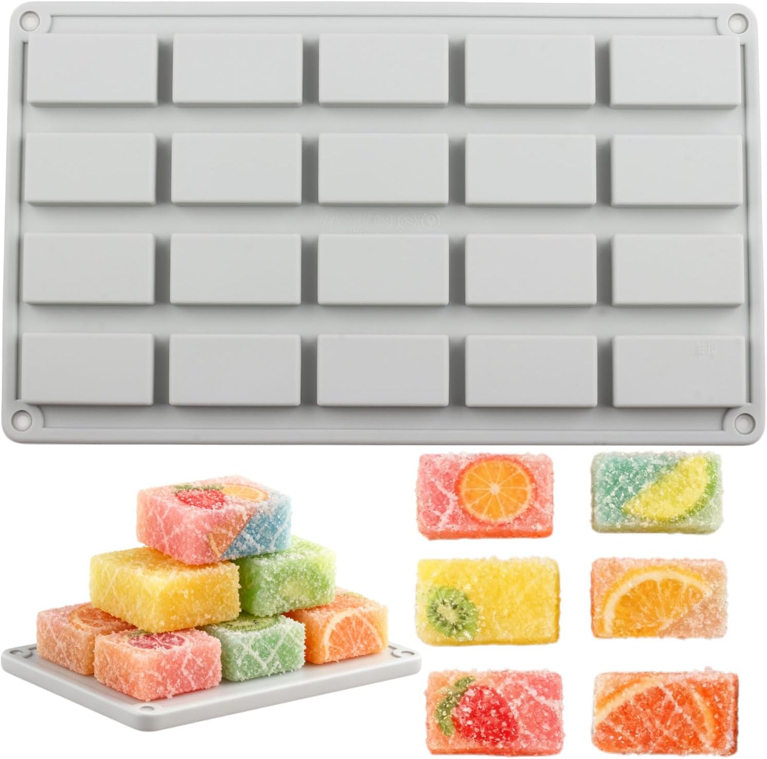 20 Cavity Rectangle Silicone Candy Molds For Candy Chocolate Baking Cake Decoration