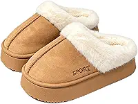Pantufas Felpudas para Mulheres, Confortáveis, de Pele Sintética, para Usar em Casa no Inverno, Chinelos de Algodão Antiderrapante com Espuma Viscoelástica.