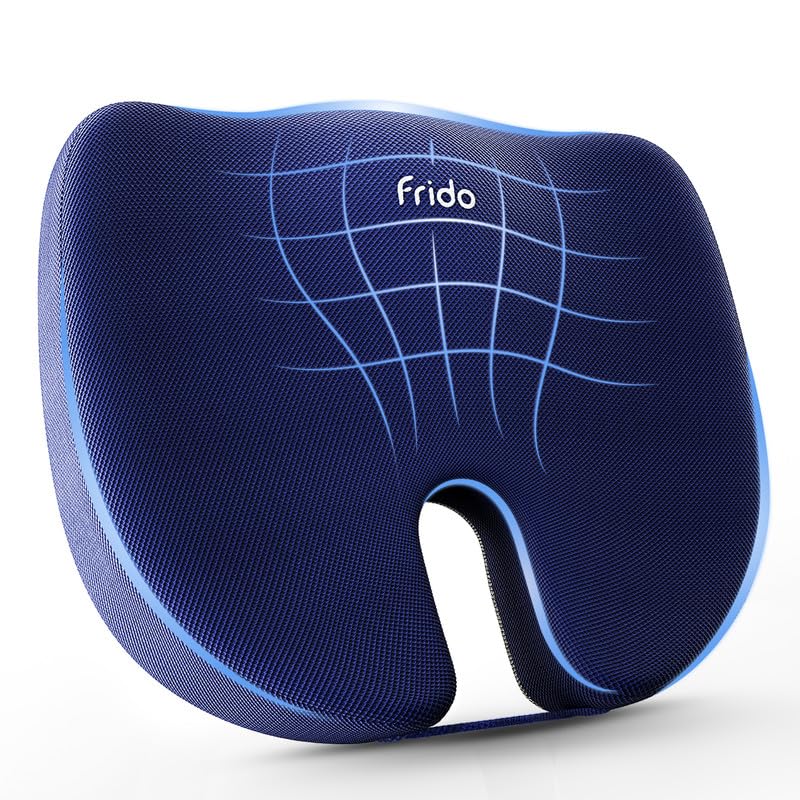 Frido Tailbone Pain Relief Cushion, (High Density & Durable) Memory Foam Seat Cushion for Extra Support for Long Sitting, Non-Slip Orthopedic Chair Cushion for Pressure Relief, Upto 100 kg, Blue (B0D1RHW4GN) Amazon Price History, Amazon Price Tracker