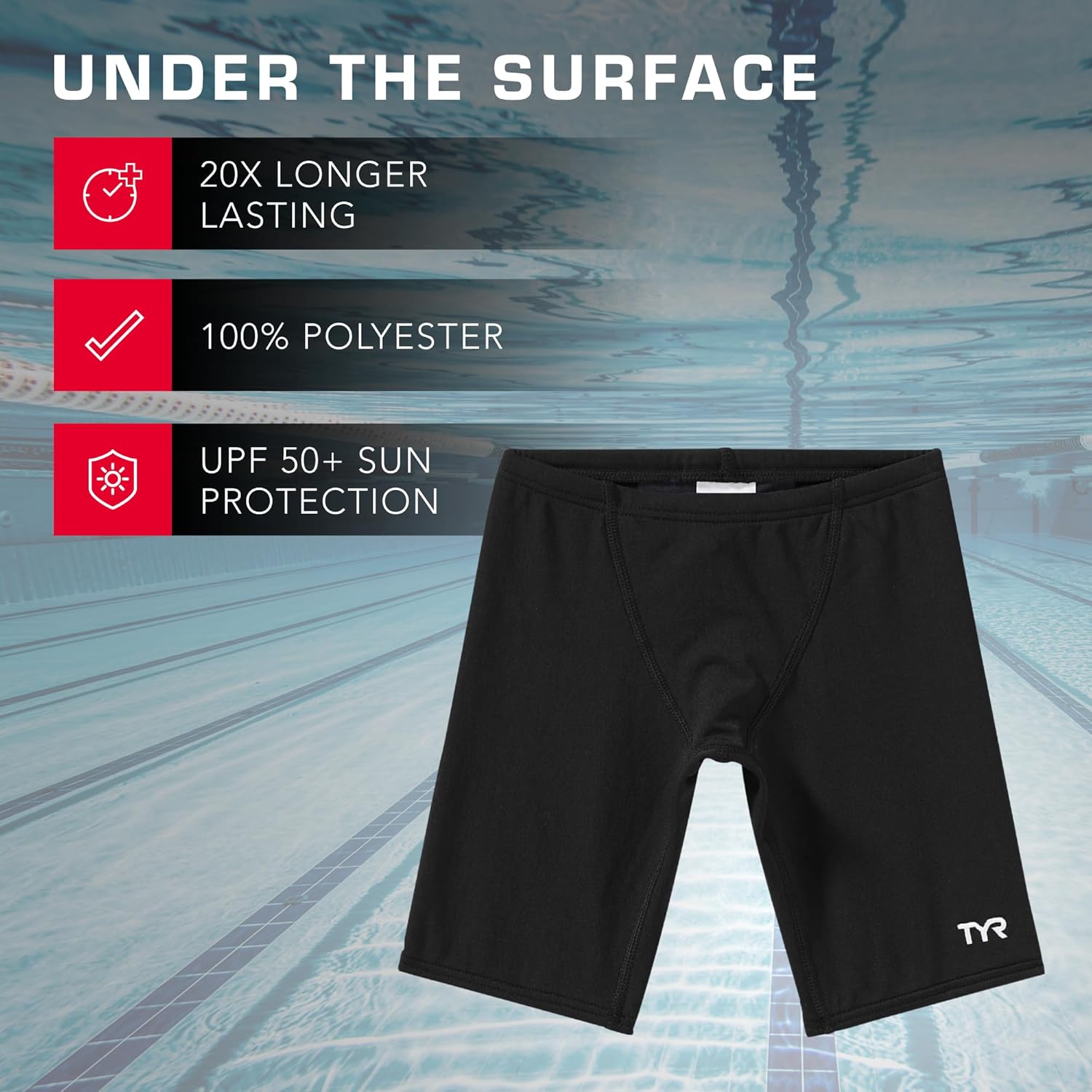 TYR Durafast Elite Boys' Swim Jammers - Youth Swim Suit for Training and Recreation -Comfortable, Long-Lasting Durability - Image 4