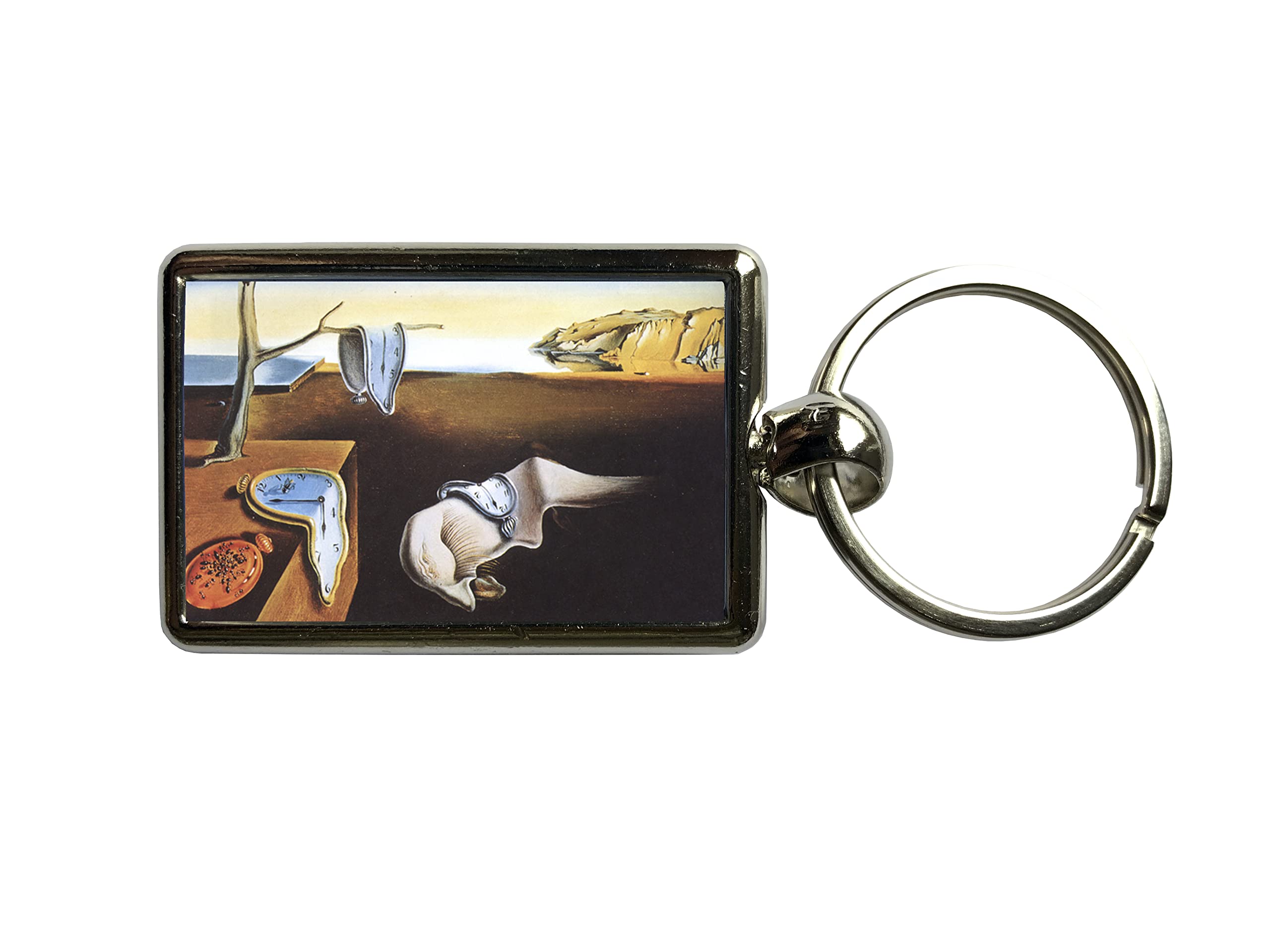 Super Universe Unisex Silver Salvador Dali The Persistence Of Memory Classic Painting Metal Keyring 3 X 4.5 Cm