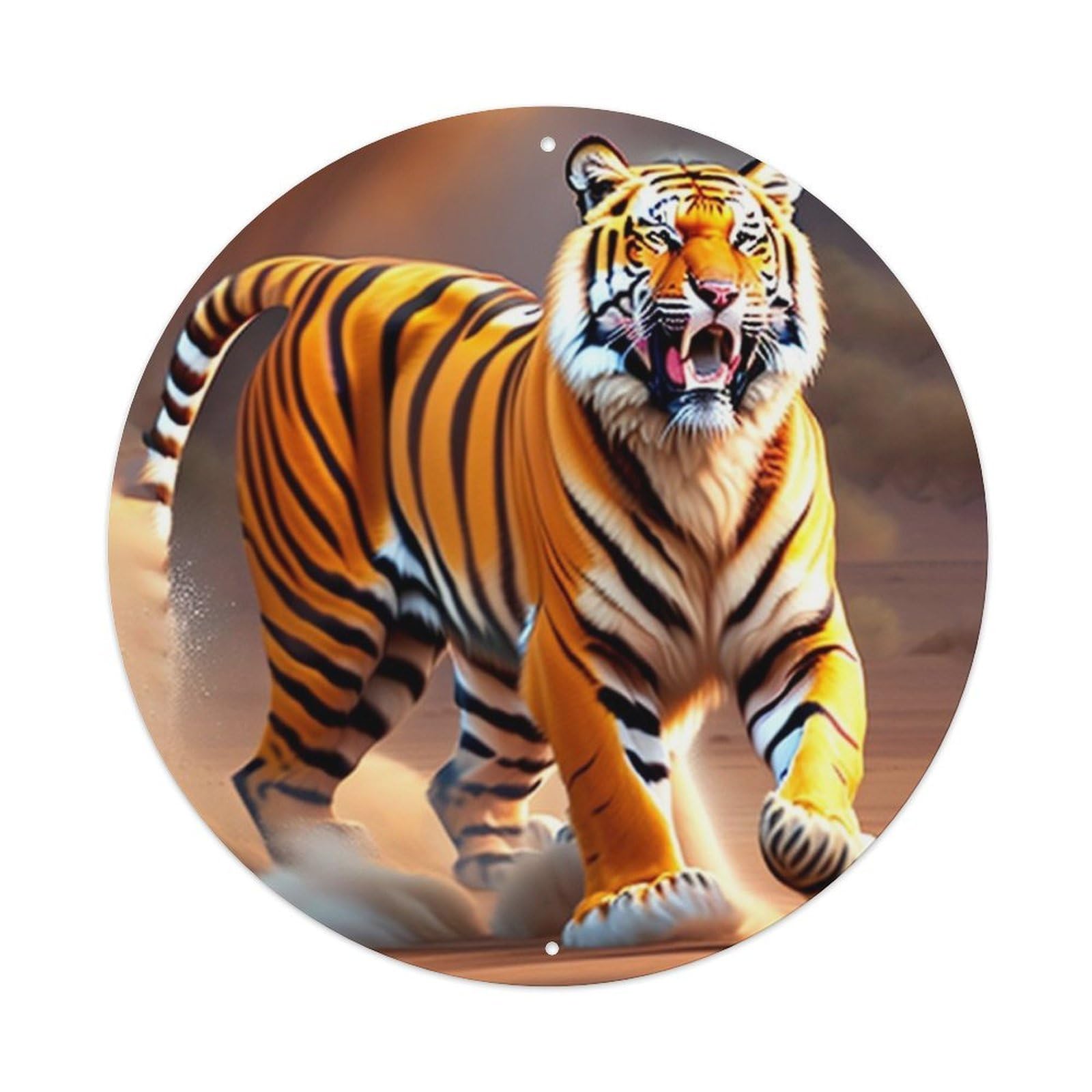 Animals Artwork Roaring Bengal Tiger Vintage Metal Tin Sign Plaque Wall Decor for Cafe, Club Bar, Office, Garden Metal Poster 8x8Inch