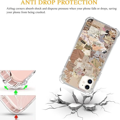 Miniatura 4 de Funda de collage de periódicos estéticos marrón compatible con iPhone 11, con citas hippies trippy estilo de vida para iPhone 11 para adolescentes,