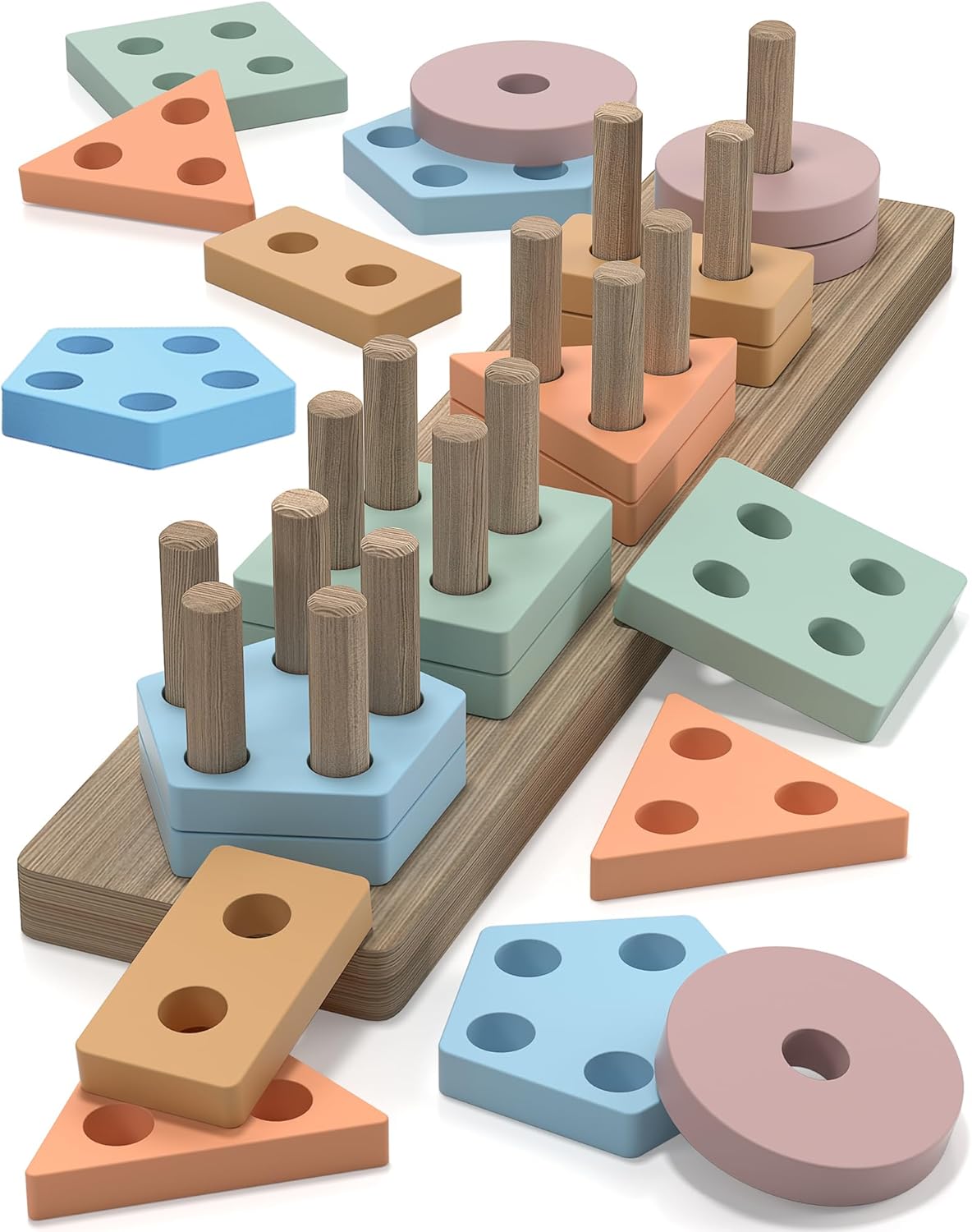Zartores Montessori Toys for 1 2 3 Year Old Boys Girls Gifts, Wooden Shape Sorter Toys for Ages 2-4, Toddler Learning Toy Puzzles Birthday Gift Ages 1-3