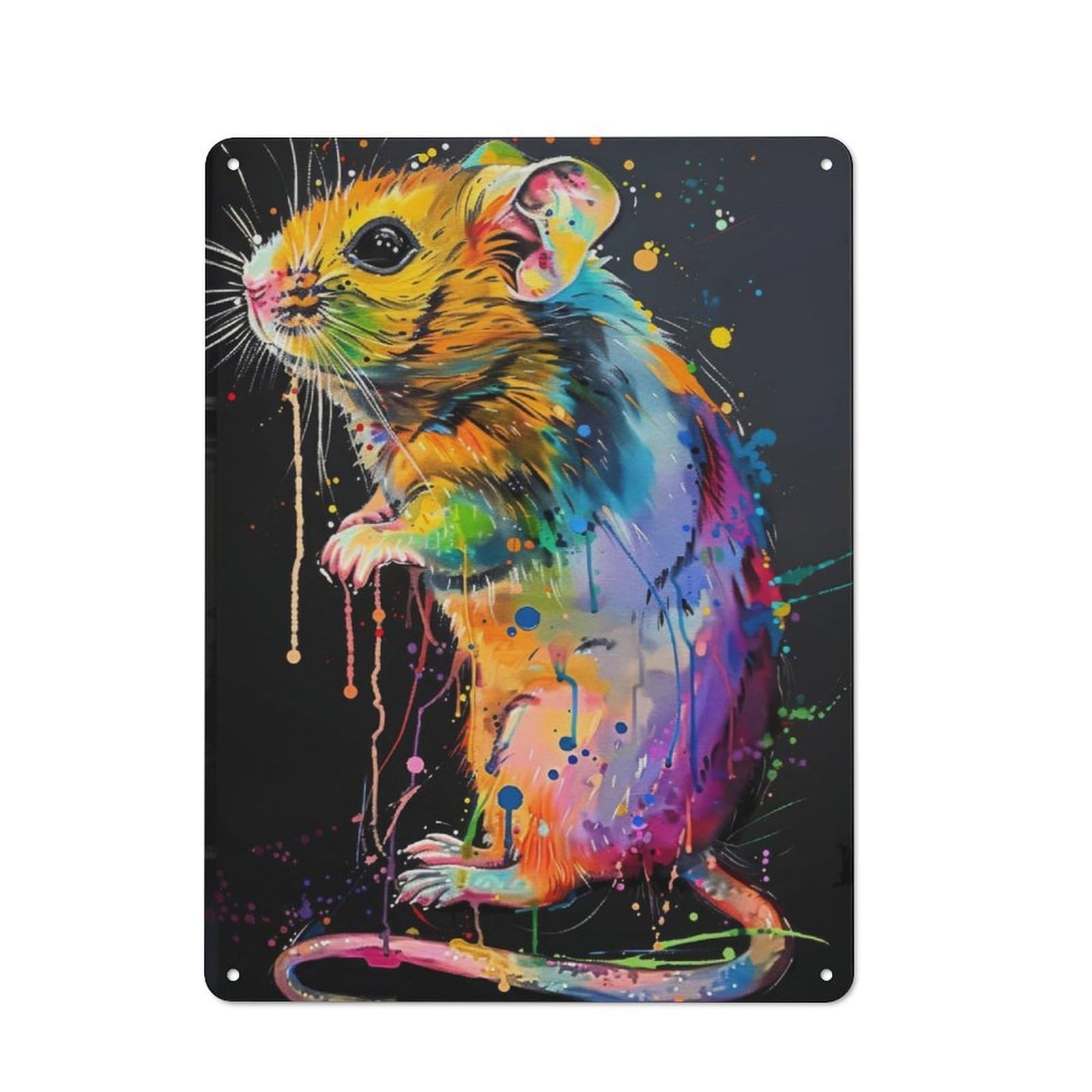 Junmoney Rat Popart Painting Tin Wall Sign With Design 40X30cm, Classic Diner Style Decor For Bakery, Diner, Cafe Or Family Room