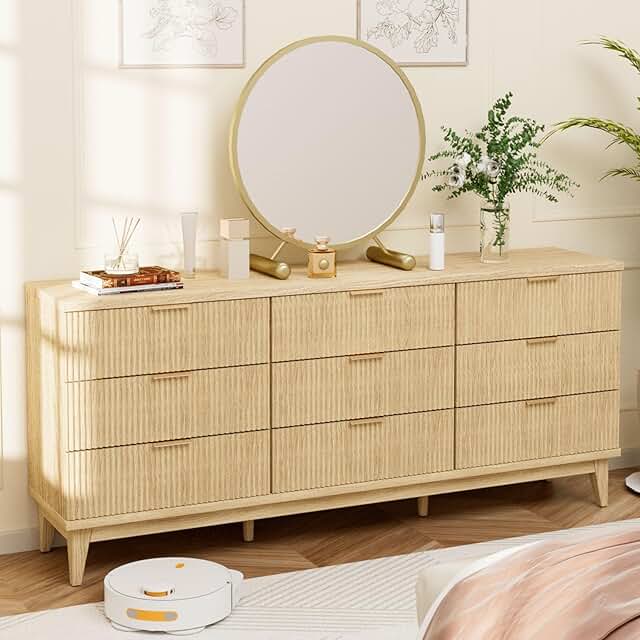 14 Bedroom Home Decor Ideas for a Finished Look 24 Fluted Dresser for Bedroom with 9 Drawers, 56.7