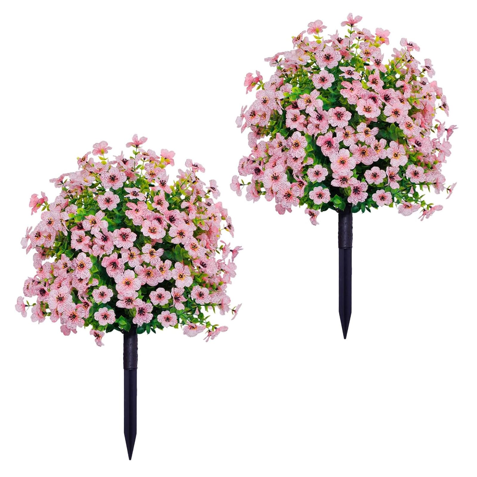 Zorkkra 2PCS 60cm Artificial Violet Flowers with Ground Spikes, Fake Plants for Outdoor Planters Garden Balcony, UV Resistant Lifelike Artificial Plants for Home Decoration Porch Garden (C)