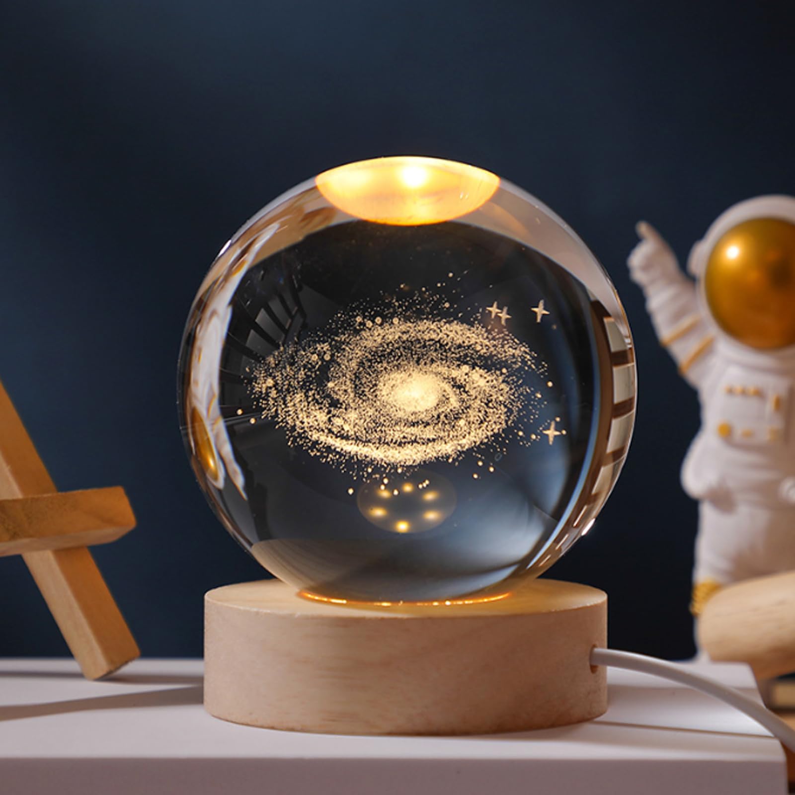 Sfera Cristallo LED Con Via Lattea - Lampada Notturna 3D Sistema Solare