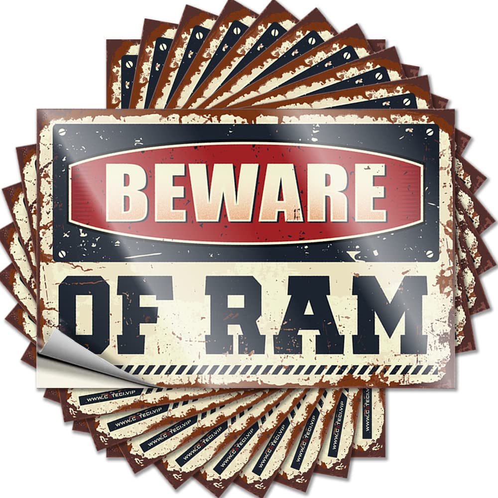 Tattoos Home Decor Men Car Glitter Sweet Beware of Ram - Scratch Resistant Stickers(12X18CM)
