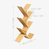 Vista 3 de Navaris Estantería de árbol curvada hecha de bambú doblado, moderna estantería de pie con 6 estantes, estante de 6 niveles para libros, CD, DVD