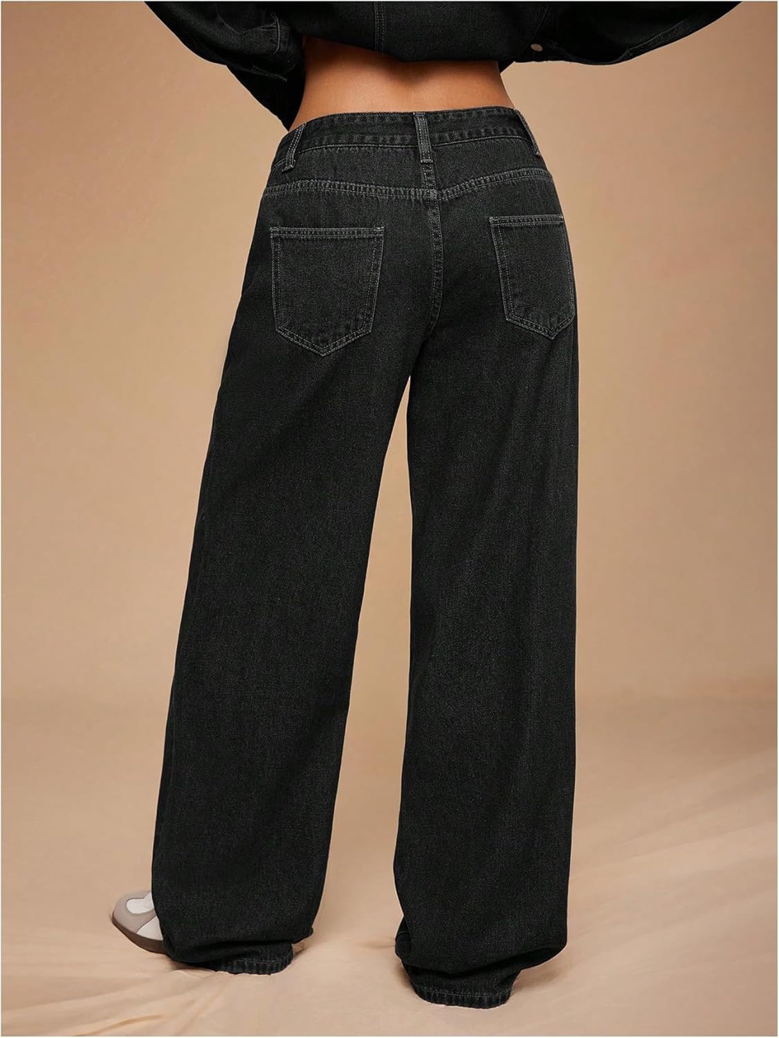 OYOANGLE Women's Straight Leg Low Rise Jeans Zipper Fly Solid Y2K Boyfriend Denim Pants with Pockets - Image 4