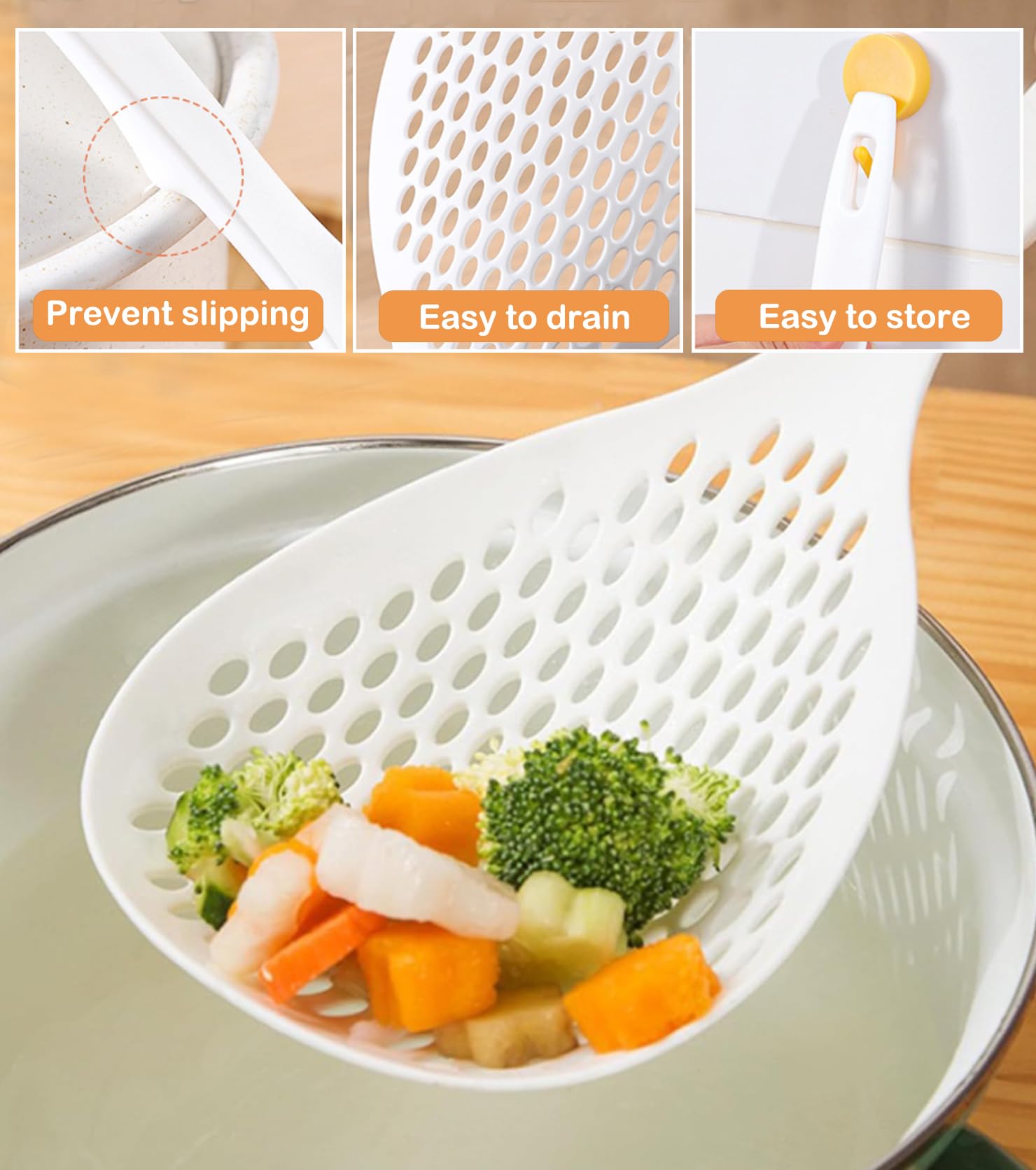 Espumadera ranurada Spider Strainer, Profesional Colador y Escurridor agua, Espumadera Colador de Cocina, Rasera Cocina alta Resistencia al Calor, Apta para Lavavajillas, 2 piezas