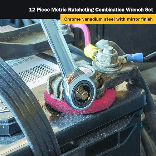 Miniatura 4 de Titan 17355 Juego de llaves combinadas métricas de trinquete de 12 puntos y 72 dientes de 12 piezas