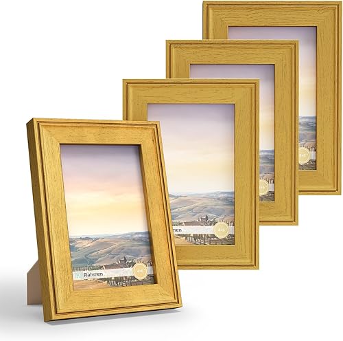 Miniatura 29 de iRahmen Juego de 4 portarretratos de 8 x 10 pulgadas, marco de fotos vintage rústico marrón con cristal real, marcos de 8 x 10 pulgadas para montaje