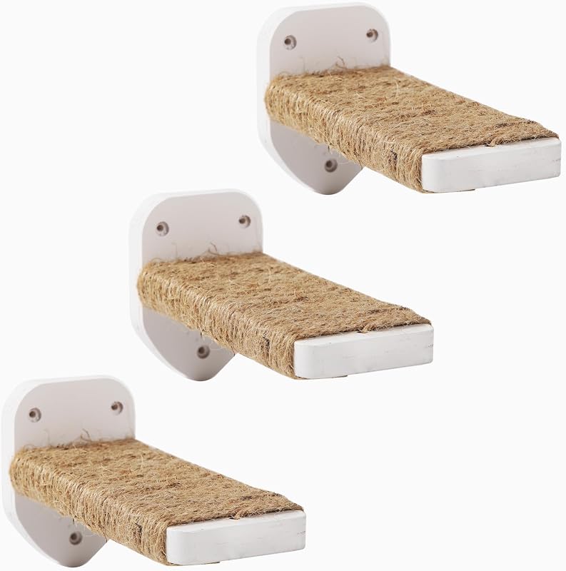 Escada e Degraus para Gatos de Parede com Corda de Sisal, Prateleiras e Almofadas para Arranhar COOLEX CL01C – Branca