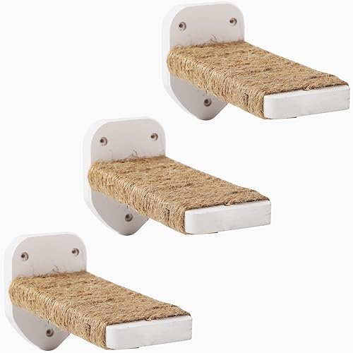 3-in-1 Cat Climbing Wall Steps with Hemp Rope, Shelves and