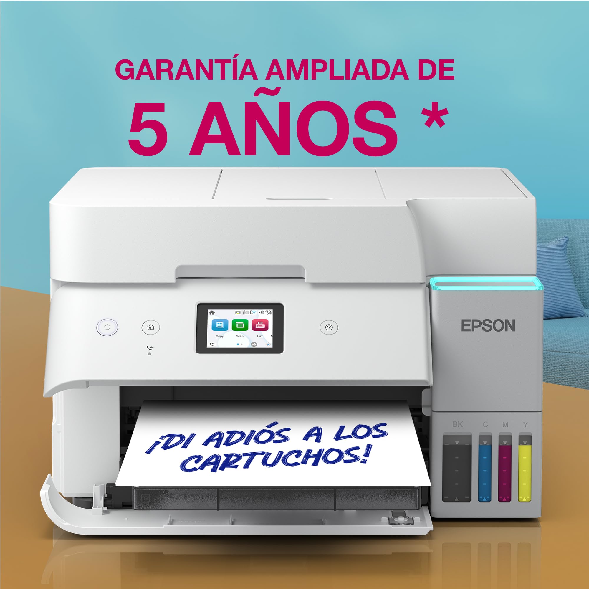 Epson EcoTank ET-4956 Impresora de Depósito de Tinta | Teletrabajo | Wi-Fi, Ethernet | A4 | Doble Cara | Imprimir, Copiar, Escanear, Fax | Pantalla Táctil 6,1cm | ADF | Tinta Incluida para 3 Años