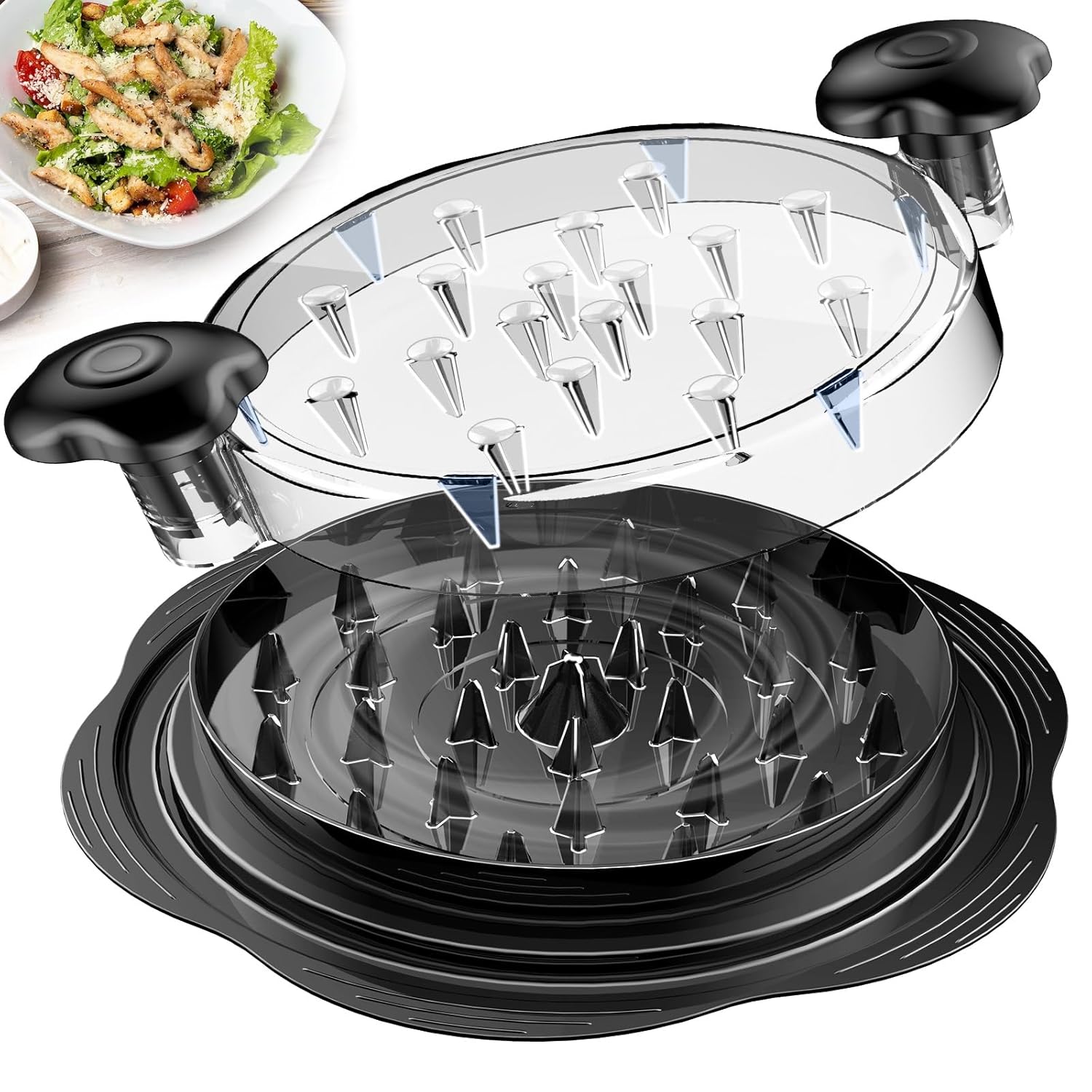 Chicken Shredder Large Chicken Breast Shredder Tool Twist with Brush&Fork, Visible Meat Shredder Machine, Strong Anti-Slip Strip, Ergonomic Handle, BPA Free, Suitable for Pork Beef Chicken image 1