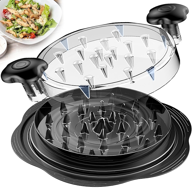 大型鸡肉撕 shredding 工具，具刷子和叉子，直观肉类撕 shredding 机，防滑设计，符合人体工学，安全无 BPA，适用于鱼、猪肉、牛肉和鸡肉